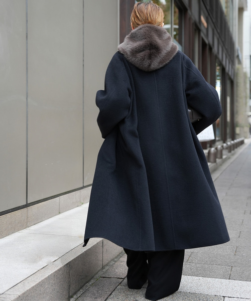 Deuxieme Classe（ドゥーズィエムクラス）の「*ウールアンゴラ ノーカラーコート（ノーカラーコート・レディース・ブラック/ベージュ・36/38）」の18枚目の写真