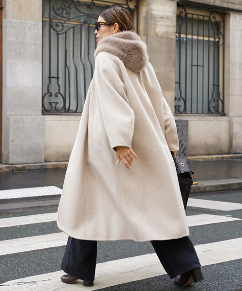 Deuxieme Classe（ドゥーズィエムクラス）の「*ウールアンゴラ ノーカラーコート（ノーカラーコート・レディース・ブラック/ベージュ・36/38）」の21枚目の写真