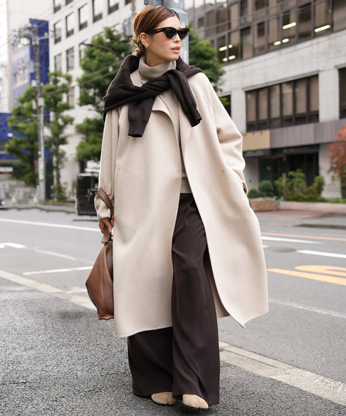 ウールアンゴラ ノーカラーコート（ノーカラーコート）｜Deuxieme