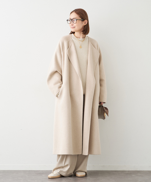 ウールアンゴラ ノーカラーコート（ノーカラーコート）｜Deuxieme