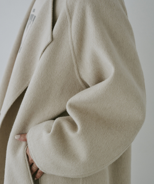 ウールアンゴラ ノーカラーコート（ノーカラーコート）｜Deuxieme