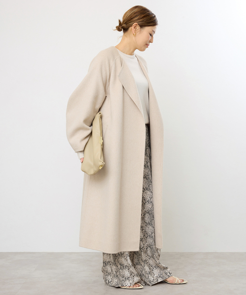 ウールアンゴラ ノーカラーコート（ノーカラーコート）｜Deuxieme