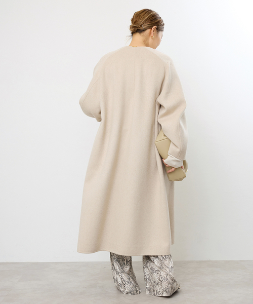 ウールアンゴラ ノーカラーコート（ノーカラーコート）｜Deuxieme
