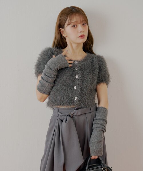 Chico（チコ）の「リブアームウォーマー付シャギー半袖ニット（ニット/セーター・レディース・アイボリー/ベージュ/チャコールグレー/ピンク/ブラウン・FREE）」の11枚目の写真