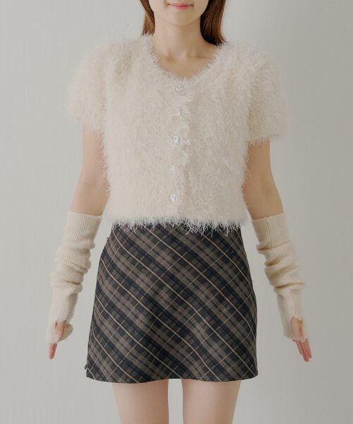 Chico（チコ）の「リブアームウォーマー付シャギー半袖ニット（ニット/セーター・レディース・アイボリー/ベージュ/チャコールグレー/ピンク/ブラウン・FREE）」の19枚目の写真