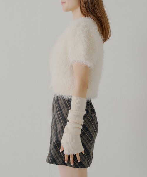 Chico（チコ）の「リブアームウォーマー付シャギー半袖ニット（ニット/セーター・レディース・アイボリー/ベージュ/チャコールグレー/ピンク/ブラウン・FREE）」の20枚目の写真