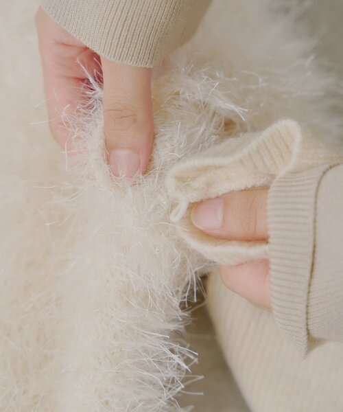 Chico（チコ）の「リブアームウォーマー付シャギー半袖ニット（ニット/セーター・レディース・アイボリー/ベージュ/チャコールグレー/ピンク/ブラウン・FREE）」の15枚目の写真