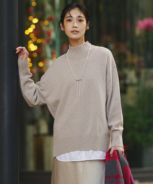 美品★定価9.5万円★black&white★高級カシミヤハイネックニット セール】【8色展開/洗える】ウールカシミヤ ハイネックニット（ニット