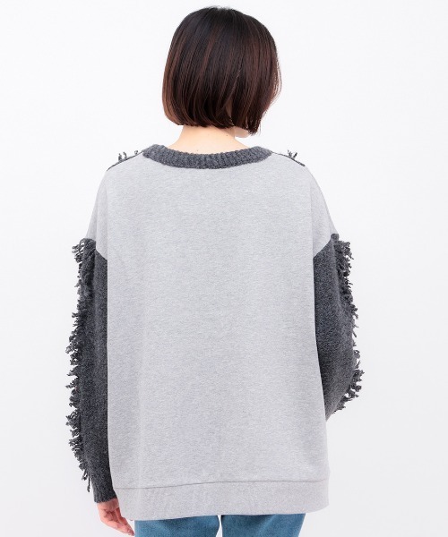 チチカカ（チチカカ）の「ケーブルフリンジコンビプルオーバー（ニット/セーター・レディース・オレンジ/ベージュ/チャコールグレー・FREE）」の11枚目の写真