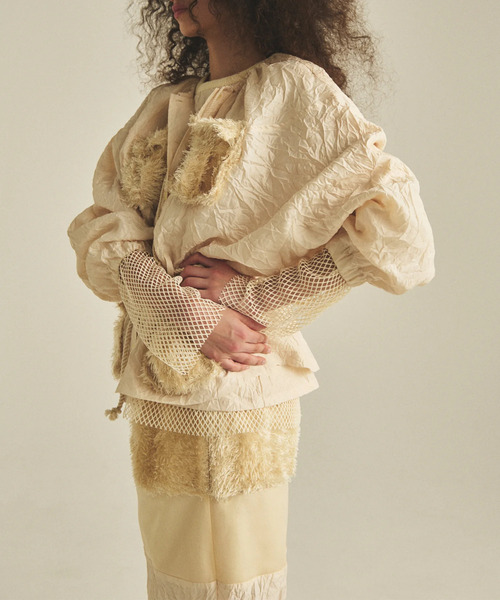 muller of yoshiokubo（ミュラーオブヨシオクボ）の「muller of yoshiokubo ミュラーオブヨシオクボ / GRASS BLOUSON グラスブルゾン / MLF25708（ブルゾン・レディース・アイボリー/ブラック・38）」の8枚目の写真