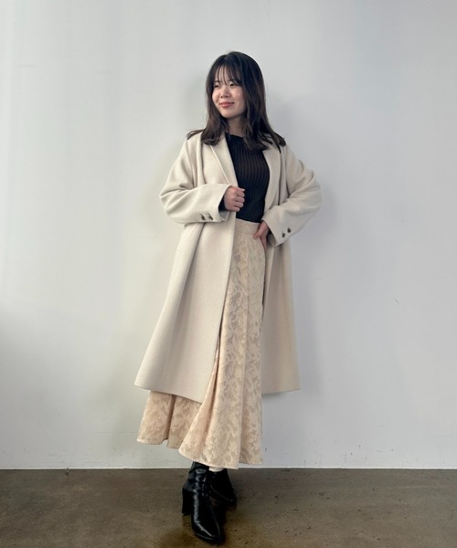COHINA(コヒナ)の「タックフレアフラワージャカードスカート 【低身長・小柄女性】(スカート・レディース・ベージュ・XS-Regular/XS-Short)」の6枚目の写真
