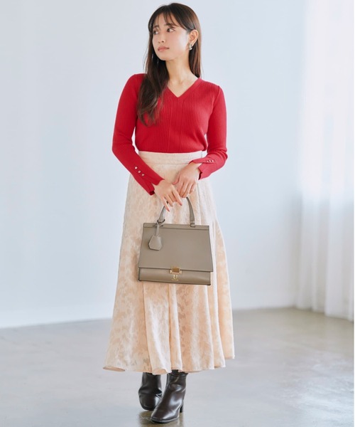 COHINA(コヒナ)の「タックフレアフラワージャカードスカート 【低身長・小柄女性】(スカート・レディース・ベージュ・XS-Regular/XS-Short)」の8枚目の写真
