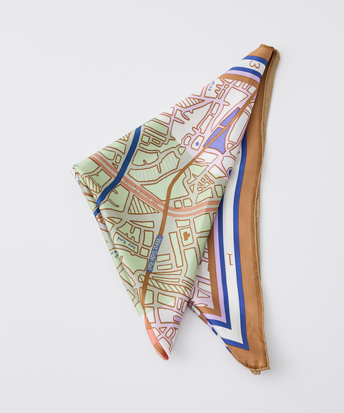 manipuri（マニプリ）の「【manipuri/マニプリ】コラージュサムウエア88　シルクスカーフ（ストール/ショール・レディース・ライム/イエロー/ブルー・フリー）」の4枚目の写真