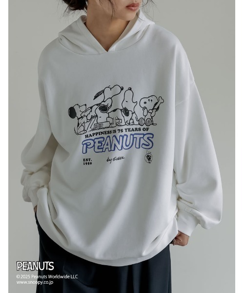 PEANUTS（ピーナッツ）の「[PEANUTS][別注]オーバーサイズフーディー（スウェット・レディース・ホワイト/チャコールグレー/グレー・MEDIUM/LARGE）」の12枚目の写真