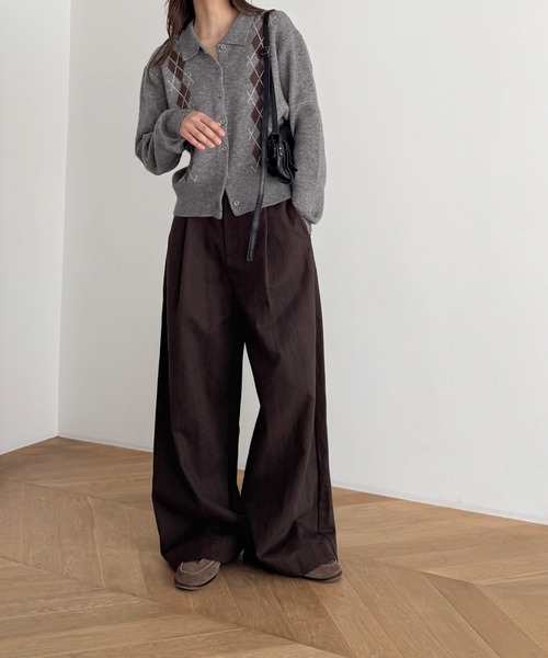 CANAL JEAN(キャナルジーン)の「El mar アーガイル襟付きニットカーディガン(カーディガン/ボレロ・レディース・ブラウン/グレー・ONE SIZE)」の8枚目の写真