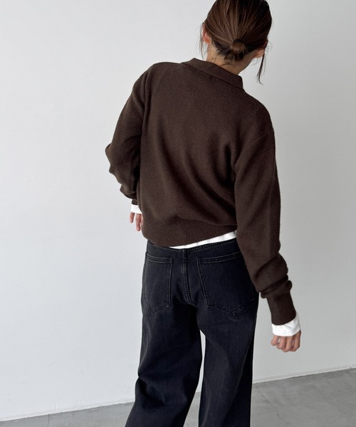 CANAL JEAN(キャナルジーン)の「El mar アーガイル襟付きニットカーディガン(カーディガン/ボレロ・レディース・ブラウン/グレー・ONE SIZE)」の9枚目の写真