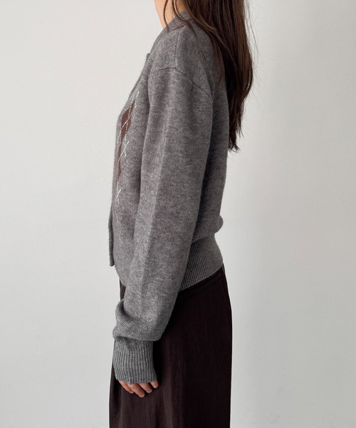 CANAL JEAN(キャナルジーン)の「El mar アーガイル襟付きニットカーディガン(カーディガン/ボレロ・レディース・ブラウン/グレー・ONE SIZE)」の6枚目の写真