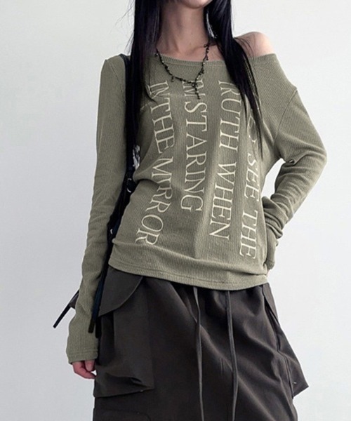 UP START(アップスタート)の「【LAMPOON】シャドーストライプカットソー(Tシャツ/カットソー・レディース・グリーン/ホワイト・SMALL/LARGE/MEDIUM)」の7枚目の写真