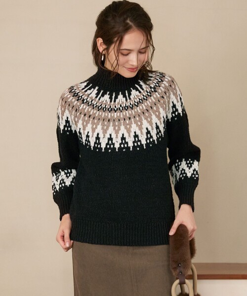 SLOW/一部店舗限定】ジャカード ハイネック ニット（ニット/セーター