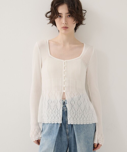 EMILYODA/エミリーオダ】Lace Knit Cardigan/レースニットカーディガン