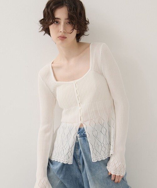 EMILYODA/エミリーオダ】Lace Knit Cardigan/レースニットカーディガン