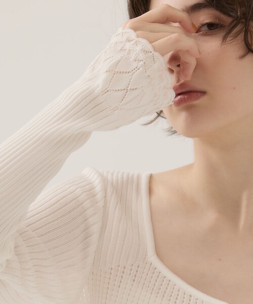 EMILYODA/エミリーオダ】Lace Knit Cardigan/レースニットカーディガン