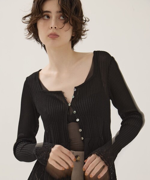 EMILYODA/エミリーオダ】Lace Knit Cardigan/レースニットカーディガン