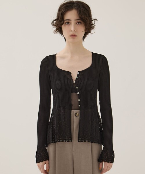 EMILYODA/エミリーオダ】Lace Knit Cardigan/レースニットカーディガン