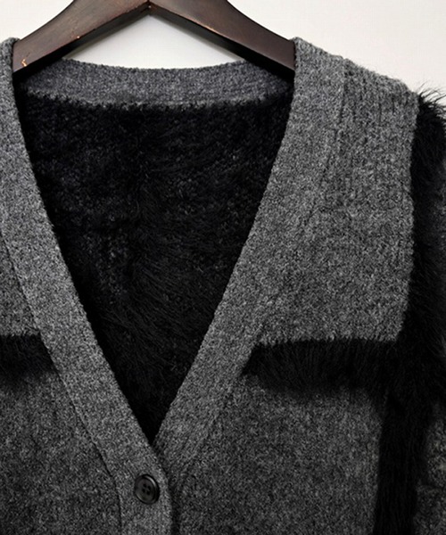 シャギーチェックニットカーディガン