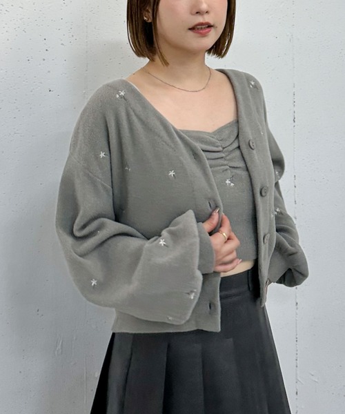 セール】フラワー刺繍ニットCDアンサンブル（アンサンブル