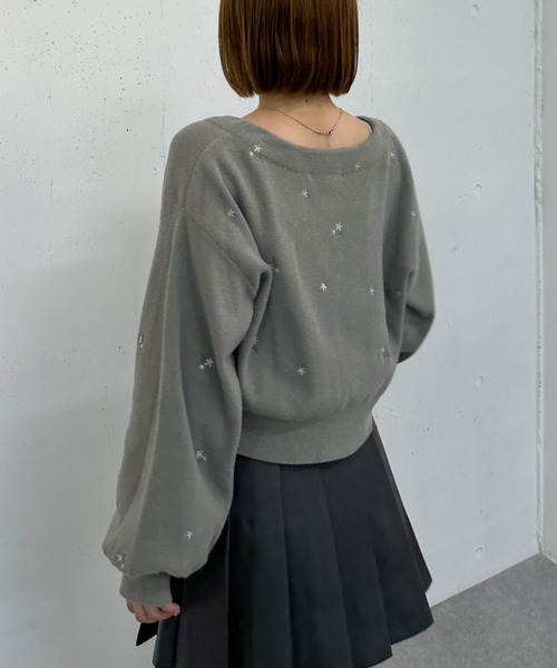 セール】フラワー刺繍ニットCDアンサンブル（アンサンブル