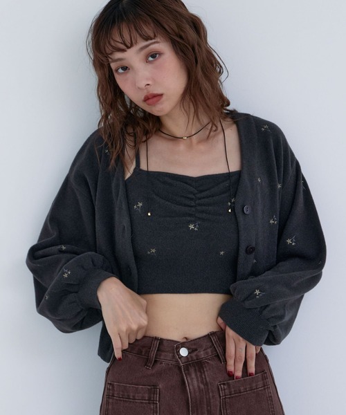 archives(アルシーヴ)の「フラワー刺繍ニットCDアンサンブル(アンサンブル・レディース・チャコールグレー/グレー/モカ/アイボリー・MEDIUM)」の7枚目の写真