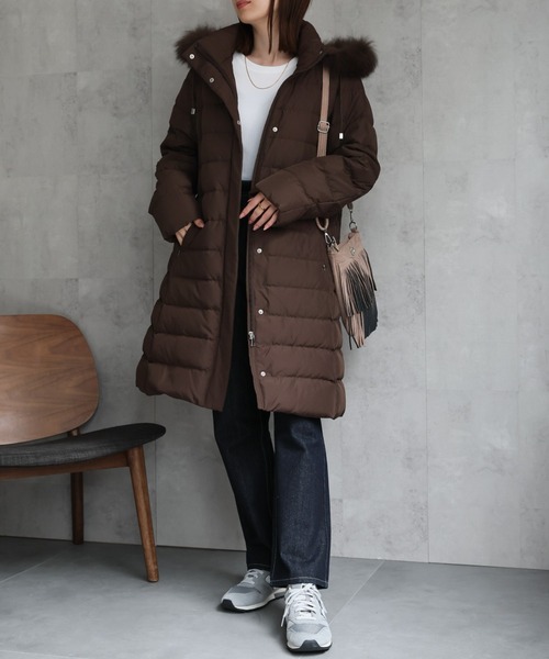 高級★日本製★LEONARD　ダウンコート　フォックス　苺　さくらんぼ　40 セール】＜sakishimatokyo premium＞【プレミアムダウン使用】Aライン