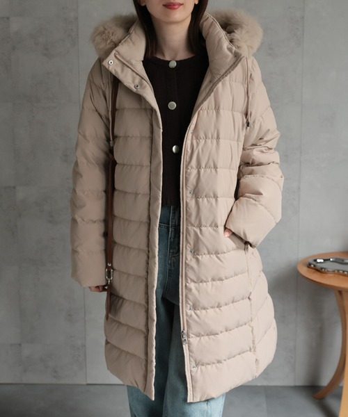 sakishimatokyo（サキシマトーキョー）の「＜sakishimatokyo premium＞【プレミアムダウン使用】Aライン フォックスファーダウンコート（ダウンジャケット/コート・レディース・ブラウン/ベージュ/ネイビー/ブラック/カーキ・MEDIUM/LARGE）」の8枚目の写真