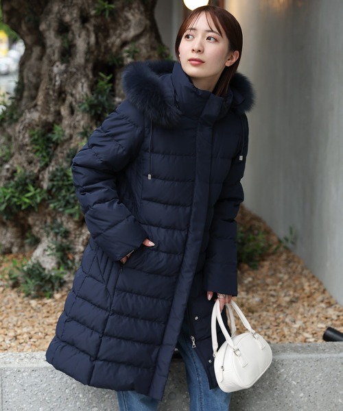 新品SCAPA ダウンコート　ネイビー セール】＜sakishimatokyo premium＞【プレミアムダウン使用】Aライン