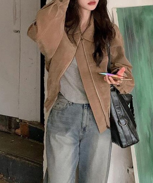 FREE STYLISTS(フリー スタイリスト)の「YUGA_YGMC Faux suede jacket blouson(ブルゾン・レディース・キャメル/ダークブラウン・FREE)」の6枚目の写真