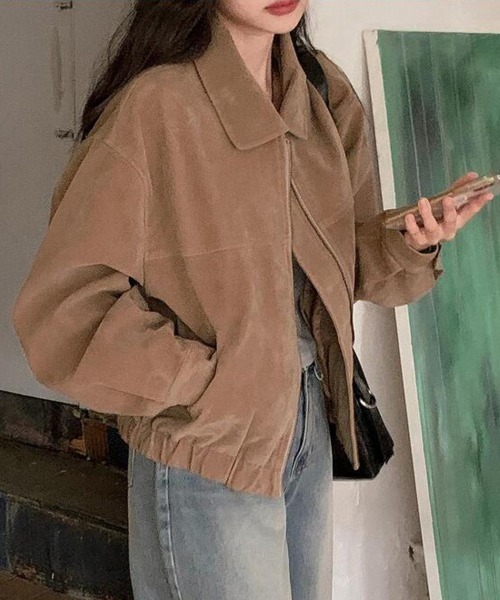 FREE STYLISTS(フリー スタイリスト)の「YUGA_YGMC Faux suede jacket blouson(ブルゾン・レディース・キャメル/ダークブラウン・FREE)」の5枚目の写真