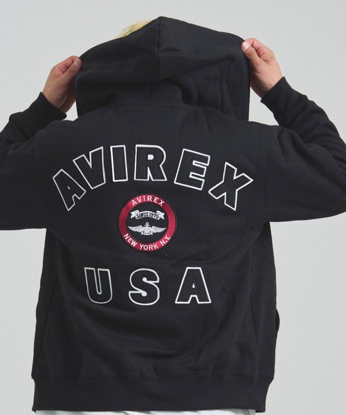 AVIREX（アヴィレックス）の「AVIREX -VARSITY LOGO SWEAT PARKA（パーカー・メンズ・ナチュラル/ブラック・XL/L/M）」の2枚目の写真