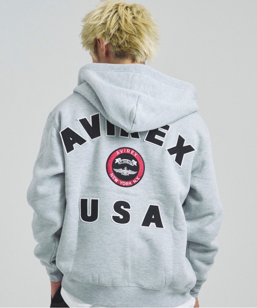 AVIREX（アヴィレックス）の「AVIREX -VARSITY LOGO SWEAT PARKA（パーカー・メンズ・ナチュラル/ブラック・XL/L/M）」の4枚目の写真