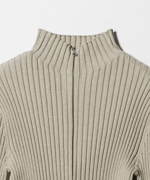 AMOMENTO＞RIBBED HIGH NECK ZIP UP/カーディガン