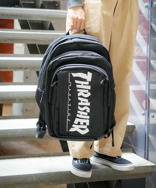THRASHER（スラッシャー）の「HOMETOWN BACKPACK 35L/THRASHER スラッシャー  リュックサック バックパック ユニセックス 大容量 通学 通勤 PC収納 ストリート スケート（バックパック/リュック・メンズ・ブラック×ホワイト/ブラック×ブラック・FREE）」の13枚目の写真