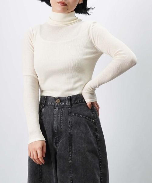 LUCA/LADY LUCK LUCA(ルカ/レディラックルカ)の「LC/LLL ウールシルクタートル(Tシャツ/カットソー・レディース・グリーン/ブラック/オフホワイト・FREE)」の2枚目の写真