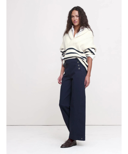 Banana Republic（バナナリパブリック）の「ハイライズ ストレッチキャンバス セーラーパンツ（その他パンツ・レディース・ネイビー/アイボリー・2/8/0/6/4）」の12枚目の写真