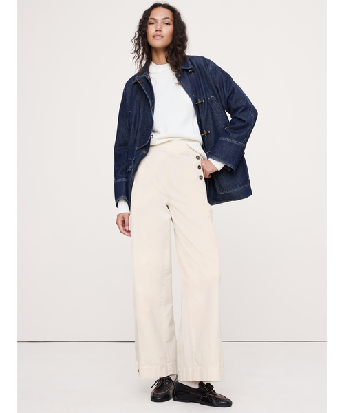 Banana Republic（バナナリパブリック）の「ハイライズ ストレッチキャンバス セーラーパンツ（その他パンツ・レディース・ネイビー/アイボリー・2/8/0/6/4）」の3枚目の写真