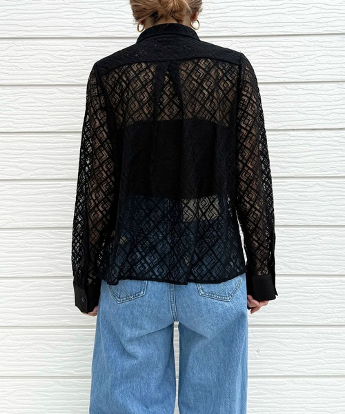 Q(キュー)の「レース柄シャツ(シャツ/ブラウス・レディース・ブラック/アイボリー・MEDIUM)」の19枚目の写真