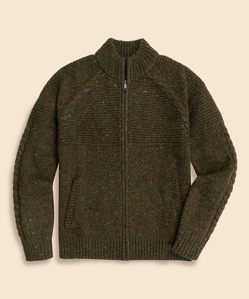 Уэлл Донегал Фулджип Мокнек сии тар — Wool Donegal full zip mock neck sweater
