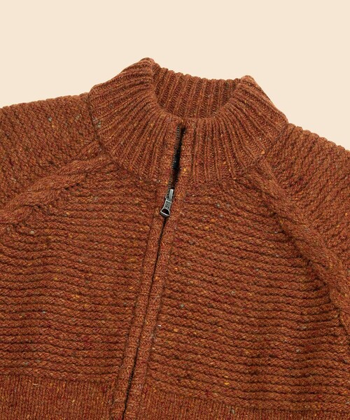 BROOKS BROTHERS(ブルックスブラザーズ)の「ウール ドネガル フルジップ モックネックセーター(カーディガン/ボレロ・メンズ・ブラウン/オリーブ・SMALL/MEDIUM/LARGE/X-LARGE)」の3枚目の写真
