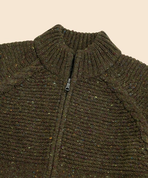 BROOKS BROTHERS(ブルックスブラザーズ)の「ウール ドネガル フルジップ モックネックセーター(カーディガン/ボレロ・メンズ・ブラウン/オリーブ・SMALL/MEDIUM/LARGE/X-LARGE)」の4枚目の写真