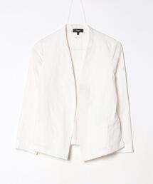 Theory ホワイト ノーカラージャケット　カーディガン Theory ホワイト ノーカラージャケット カーディガン コーディネート