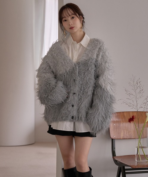 mideal ニュアンスデザインシャギーカーディガン mideal（マイディール）の「nuance design shaggy cardigan
